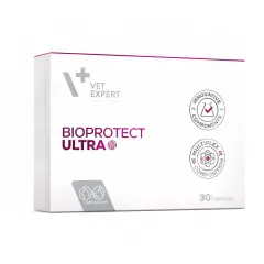 Opakowanie suplementu BIOPROTECT ULTRA dla kotów i psów, 30 kapsułek, z innowacyjnym składem.