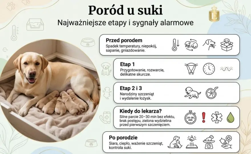 Poród psa - jak rozpoznać start i kiedy wzywać weterynarza?